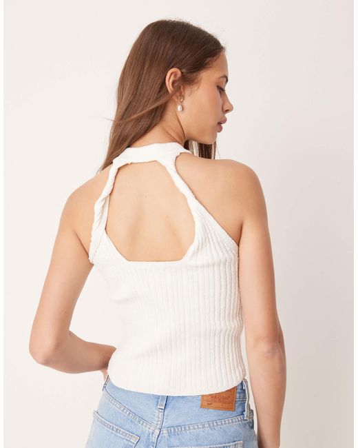 ASOS Blue Boucle Knit Twist Strap Vest