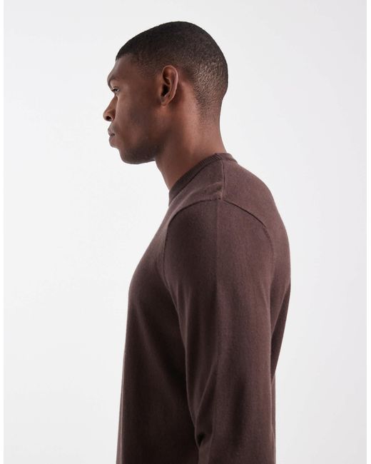 ASOS Brown Knit Crew Neck Sweater for men
