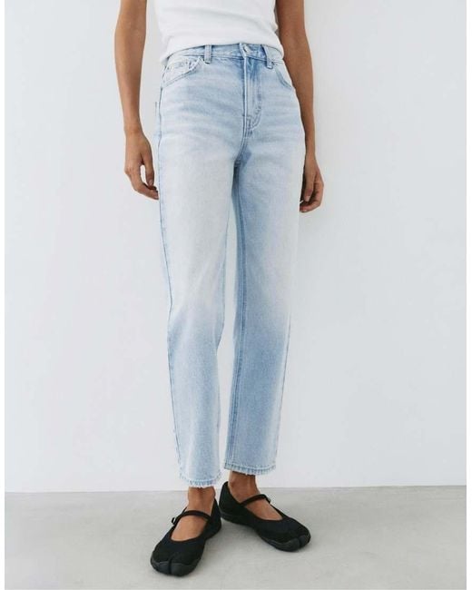 Pull&Bear Blue High-waist Mom Fit Jeans