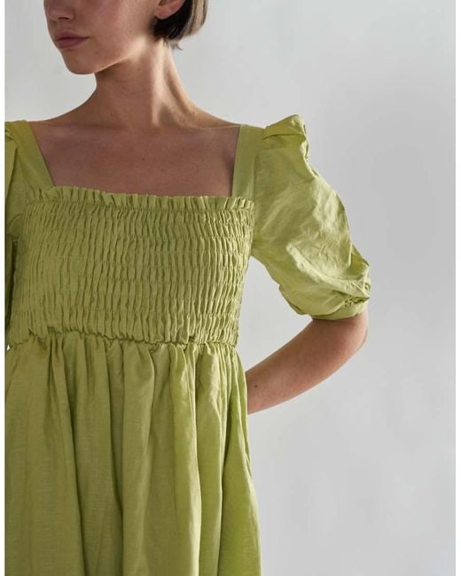 Glamorous Green Square Neck Short Sleeve Midi Dresses