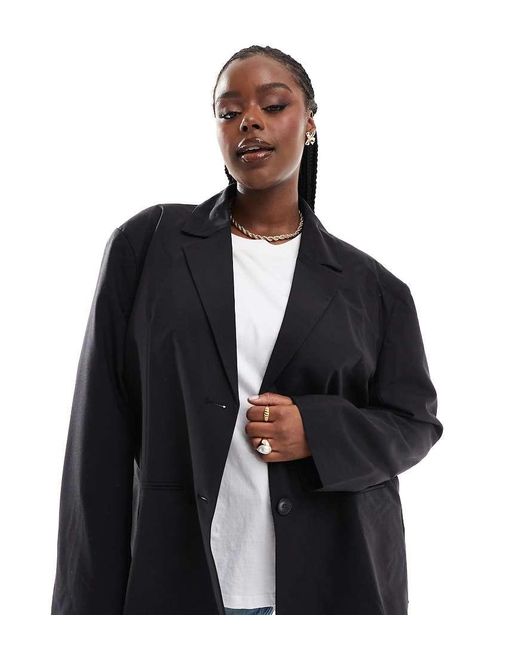 Collusion Black Plus Relaxed Oversized Blazer Co-ord