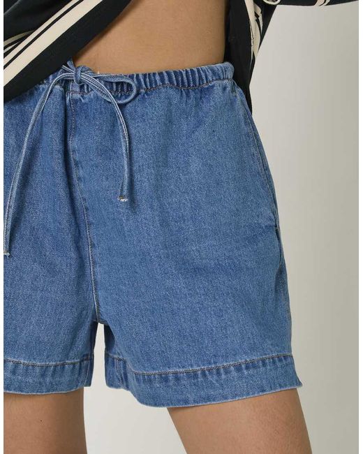 Glamorous Blue Drawstring Waist Shorts