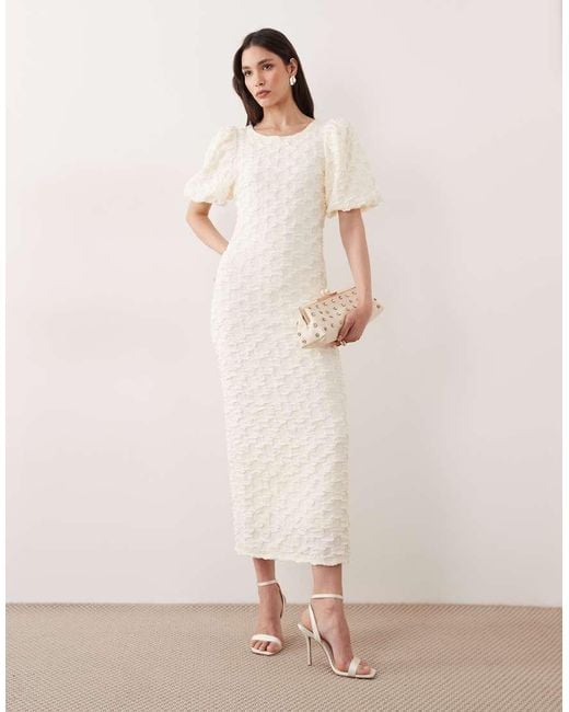 Y.A.S Pink Volume Sleeve Textured Maxi Dress