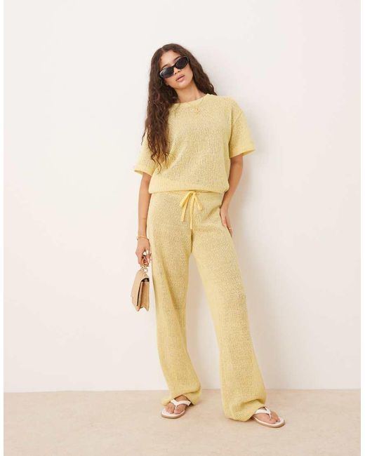 ASOS Broek Van Jersey Met Textuur En Wijde Pijpen in het Natural