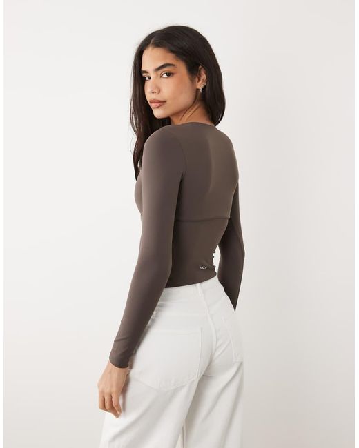Tala Gray Dayflex V-neck Long Sleeve Top