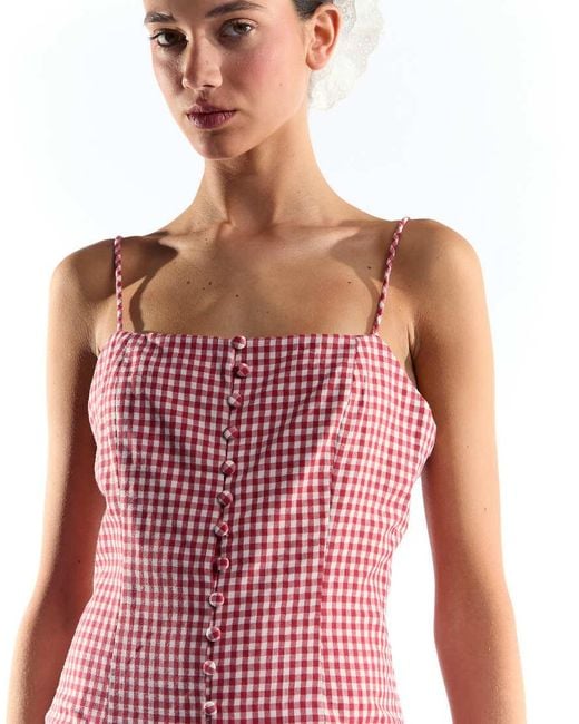 Collective The Label Red Button Through Dropped Waist Midi Dress