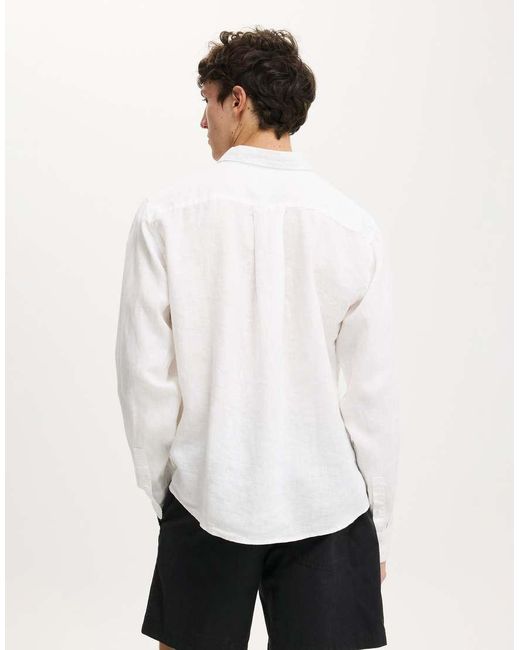 Cotton On White Relaxed Linen Long Sleeve Shirt for men