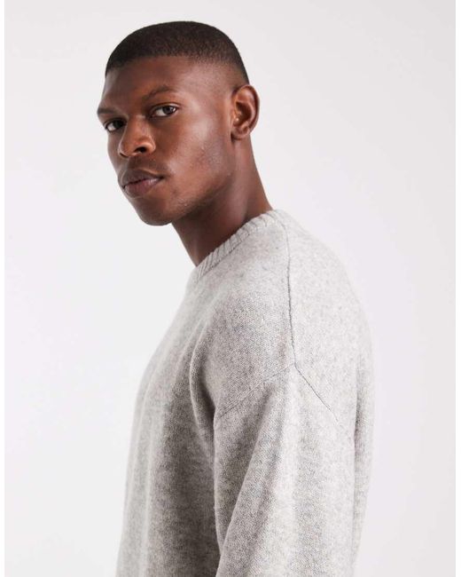 JJ Rebel Gray Relaxed Fit Fluffy Crew Neck Jumper for men