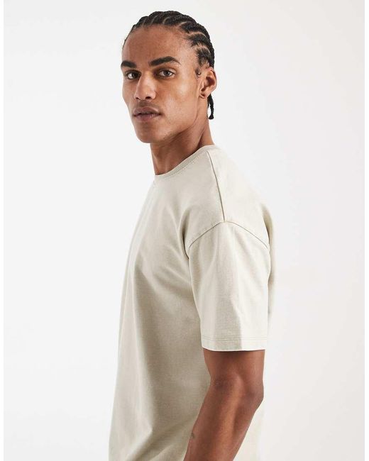 New Look Natural Co-ord Oversized Washed T-shirt for men