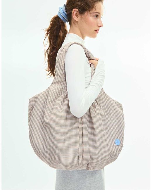 Stradivarius Gray Quilted Maxi Bag