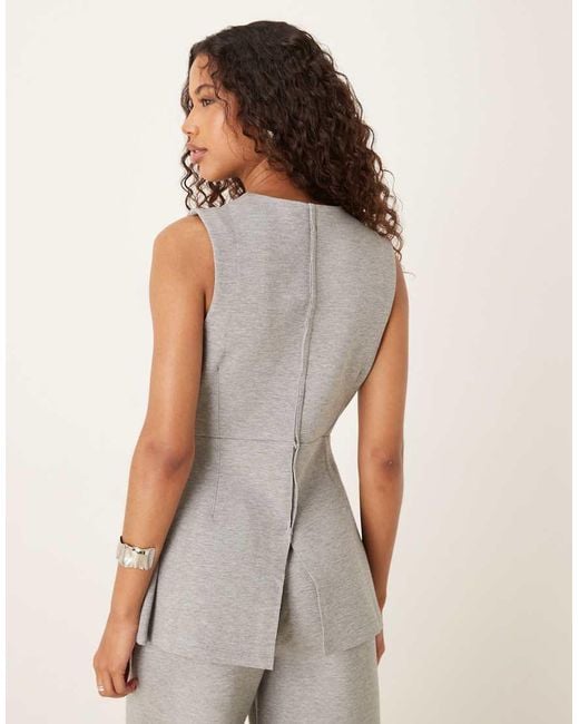 Top Corsetero Gris Jaspeado Entallado Con Pinzas De Tejido Efecto Neopreno De (Parte De Un Conjunto) ASOS de color Gray