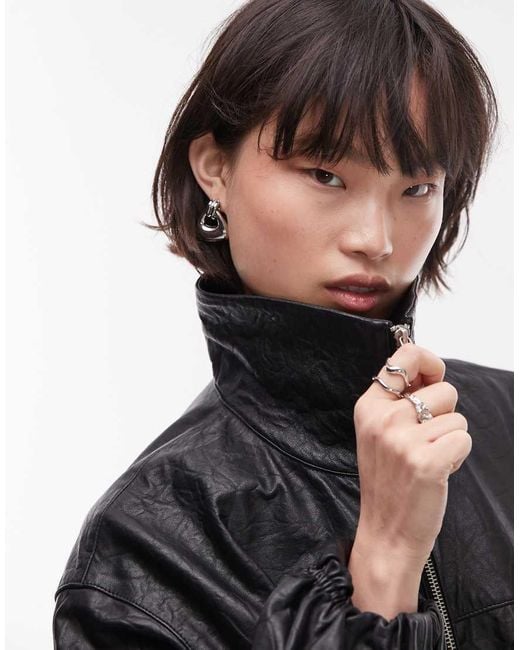 Mango Black Capsule Soft Leather Bomber Jacket