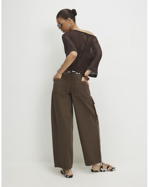 River Island Green Cargo Barrel Leg Jeans