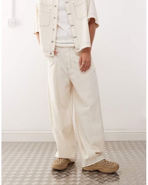 Pantaloni Oversize A Palloncino Effetto Lino Écru di Collusion in Natural da Uomo