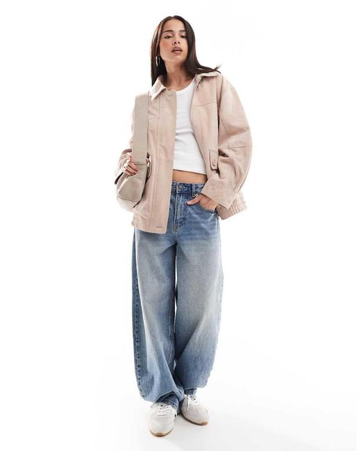ASOS Natural Real Suede Oversized Bomber