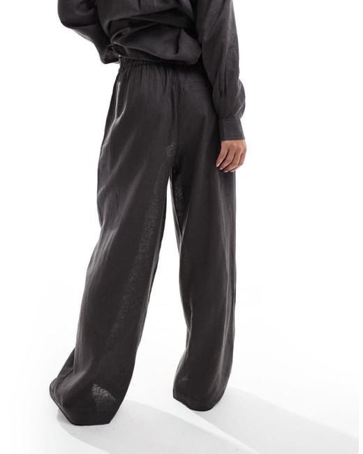 ONLY Black Linen Blend Wide Leg Trousers Co-Ord