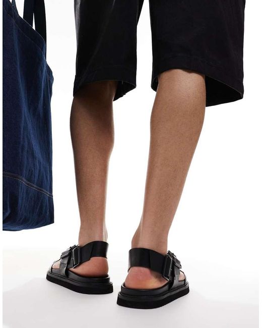 Sandali Neri Con Fascette Doppie di ASOS in Blue da Uomo