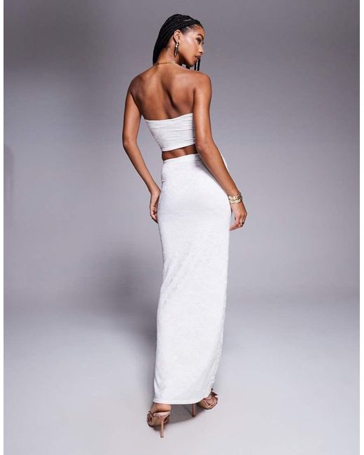 Kaiia Purple Exclusive Double Layered Slinky Lace Knot Detail Maxi Skirt Co-Ord