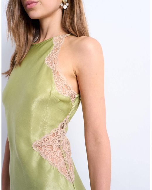 TOPSHOP Lace Insert Racer Midi Dress in White | Lyst