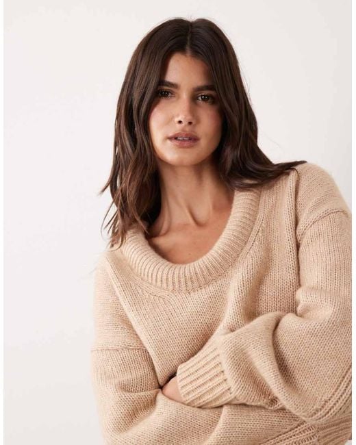 ASOS Blue Stuffed Scoop Neck Trim Jumper