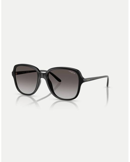 Occhiali Da Sole Squadrati Neri Con Lenti Grigie di Vogue in Black