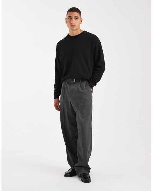 ASOS Blue Relaxed Long Sleeve Knitted Crew Neck T-Shirt for men