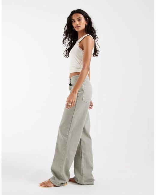 ASOS Natural Wide Leg Dad Jeans