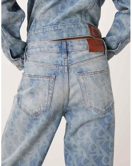 Calvin Klein Blue Logo Print 90S Straight Denim Jeans
