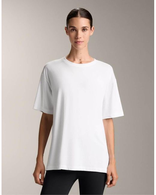 Oysho White Short Sleeve Cotton Blend T-Shirt
