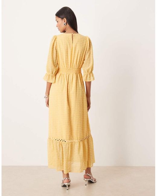 Lovedrobe Natural Gingham V Neck Midaxi Dress