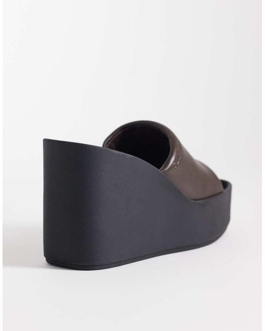 Calvin Klein Blue Jeans Leather Wedge Mule Sandal
