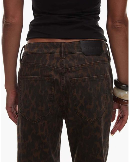 AllSaints Black Haldan Leopard Slim Bootcut Jeans