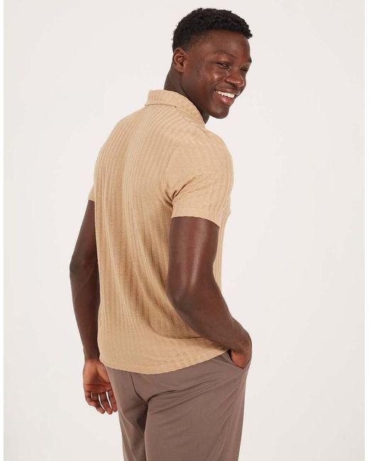 Brave Soul Natural Textured Short Sleeve Polo Shirt for men