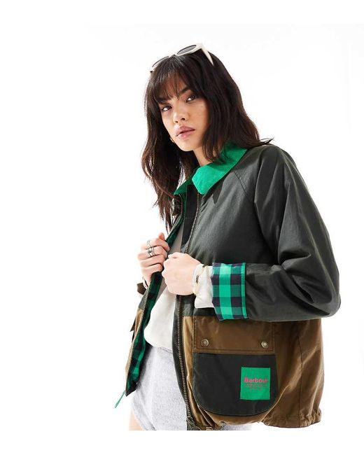 Barbour Green X Asos Hayley Patchwork Wax Jacket