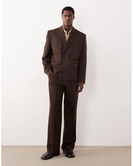 ASOS Boxy Double Breasted Colbert in het Brown voor heren