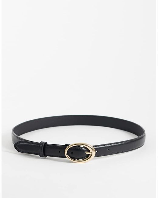 Mango Smalle Riem Van Imitatieleer Met Ovale Gesp in het Gray