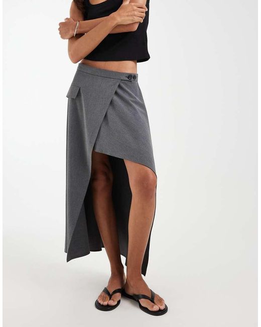 ASOS Gray Asymm Tailored Skirt