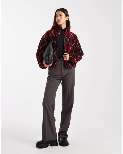 ONLY Red Zip Through Teddy Fleece