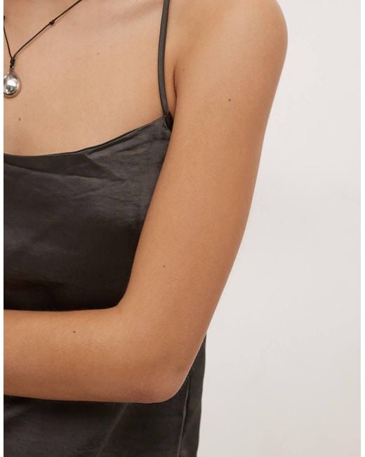Weekday Gray Mix And Match Co-Ord Satin Top With Back Tie Detailing