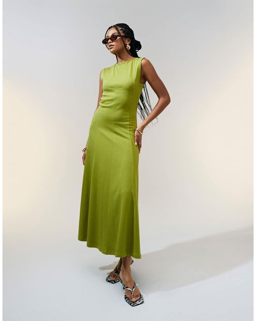ASOS Green – ärmelloses midi-sommerkleid aus baumwolle