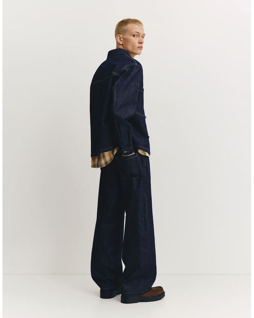 Pull&Bear Blue baggy Jeans With Seams for men