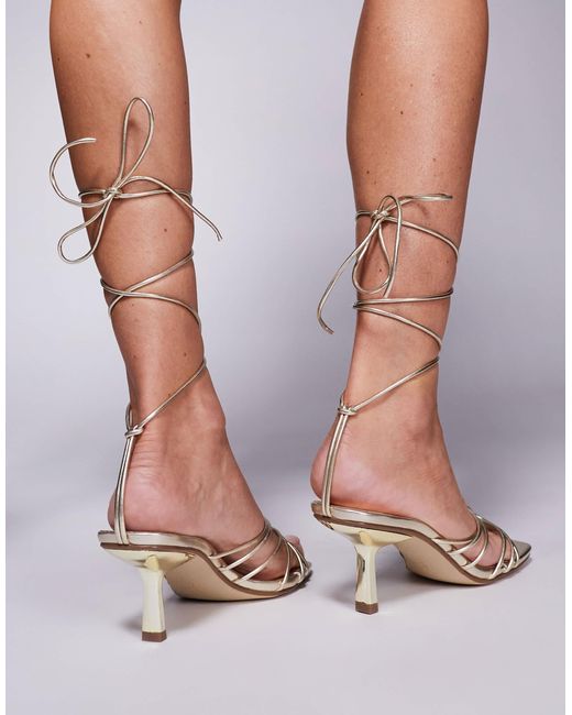 Public Desire Multicolor Nora Kitten Heel Tie Leg Sandals