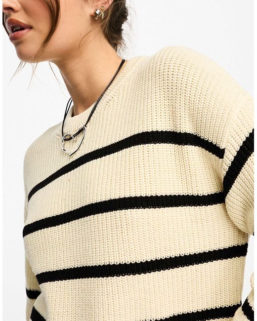 ONLY Natural – gestreifter pullover aus rippstrick
