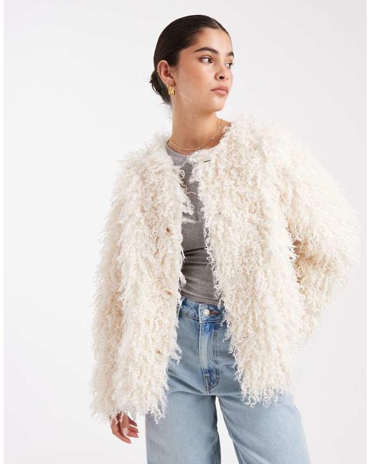 South Beach White Reversible Mongolian Faux Fur Suede Jacket