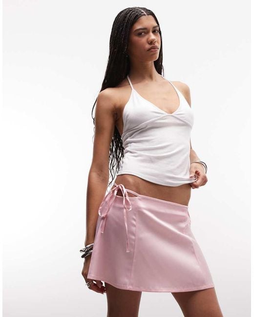 Monki Pink Low Rise Festival Mini Skirt With Cut-outs