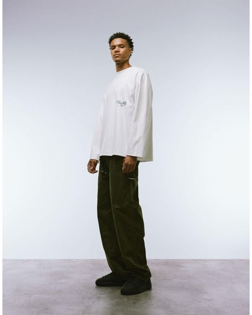 ASOS White Super Heavyweight Premium Oversized Long Sleeve T-Shirt With Dropped Shoulder And Text Graphic for men