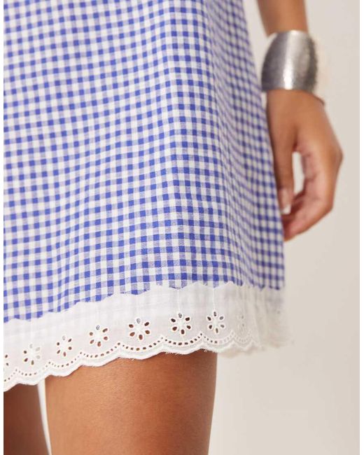 ASOS Purple Swing Mini Dress With Broderie Hem