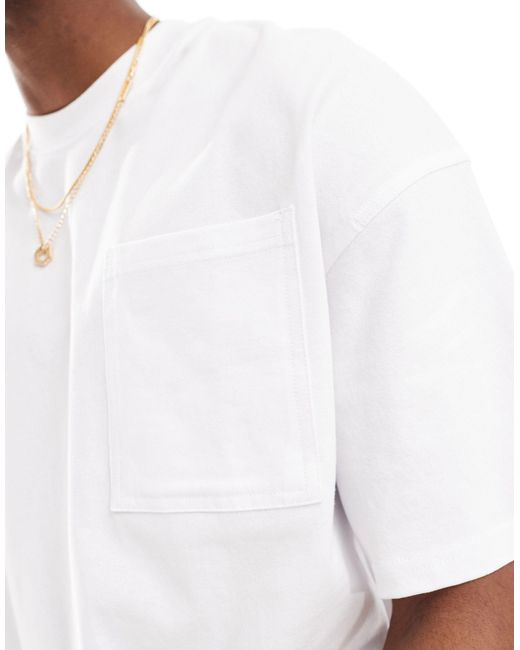 Jack & Jones White Oversized T-shirt With Pocket for men