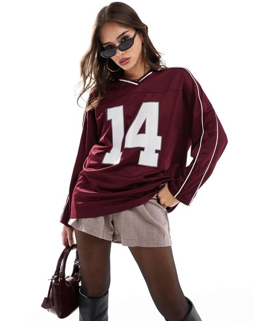 Stradivarius Red Long Sleeve Sports Jersey