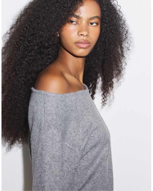 Stradivarius Gray Asymmetric Knit Sweater
